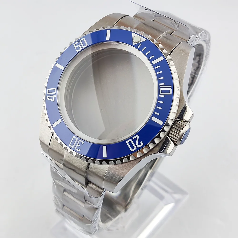 

43mm luxury men's watch case NH35 case exhaust valve case sapphire glass case suitable for 28.5mm dial NH35 watch case