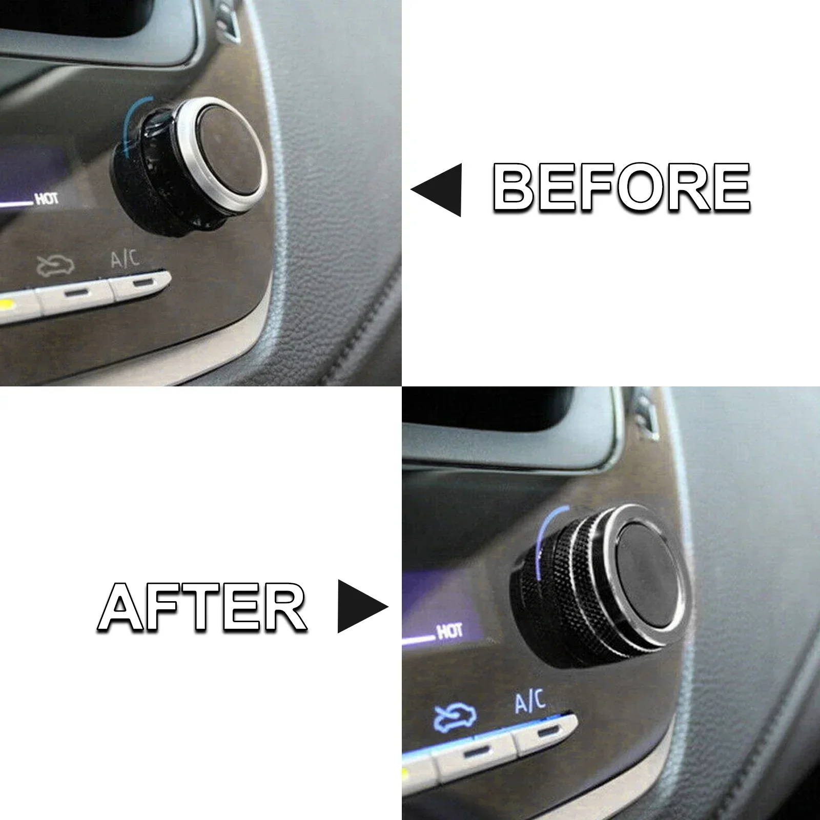 Black AC Climate Control Switch Knob Surrounding Ring Cover Sticker For Toyota Corolla Sedan 2020-up Hatchback 2019+ Cross 2022+
