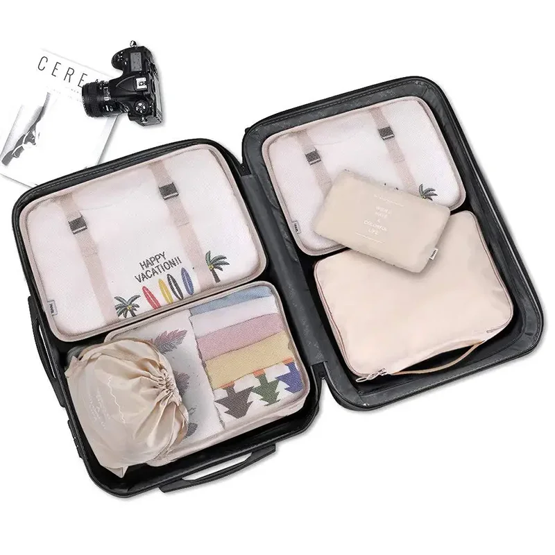 7Pcs Set Travel Organizer Storage Bags Suitcase Packing Cubes Cases Portable Wardrobe Luggage Clothes Shoe Pouch Fold - view 2