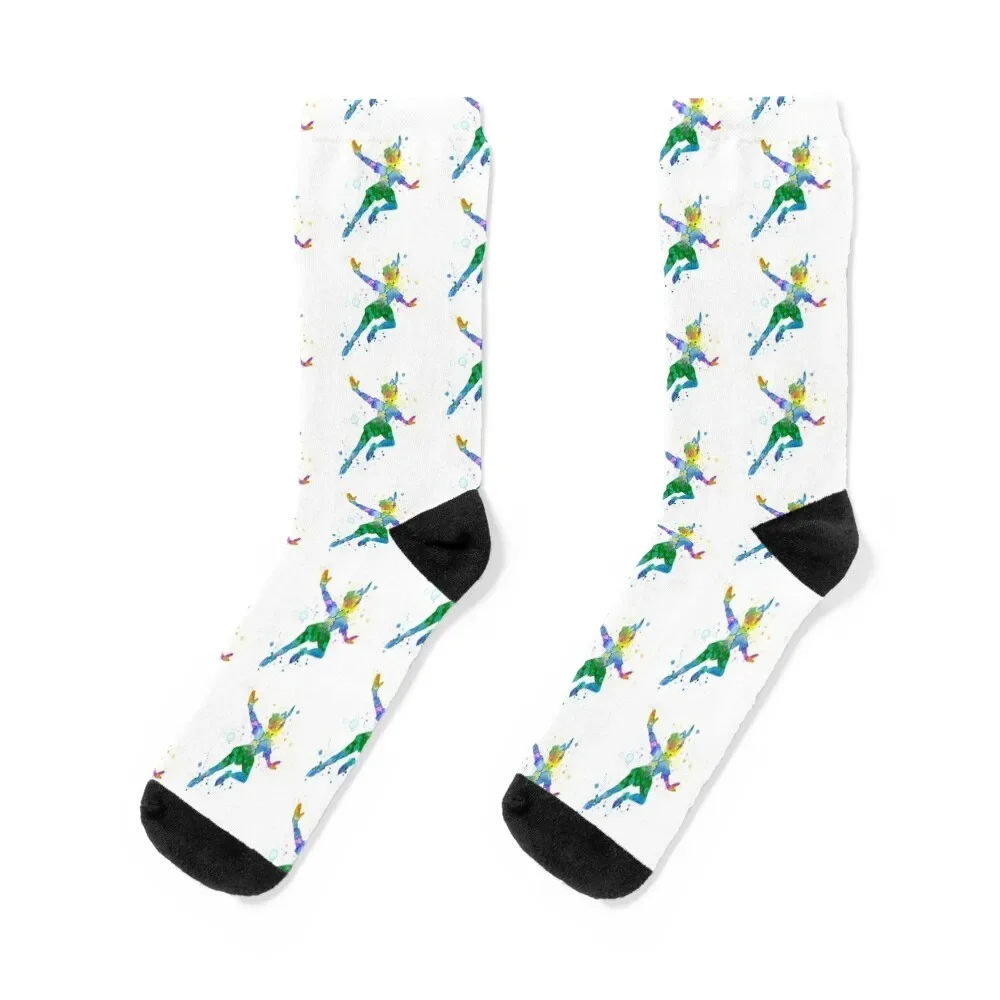 

Watercolor Peter Pan Socks Run professional running football custom sports Socks Men Women's
