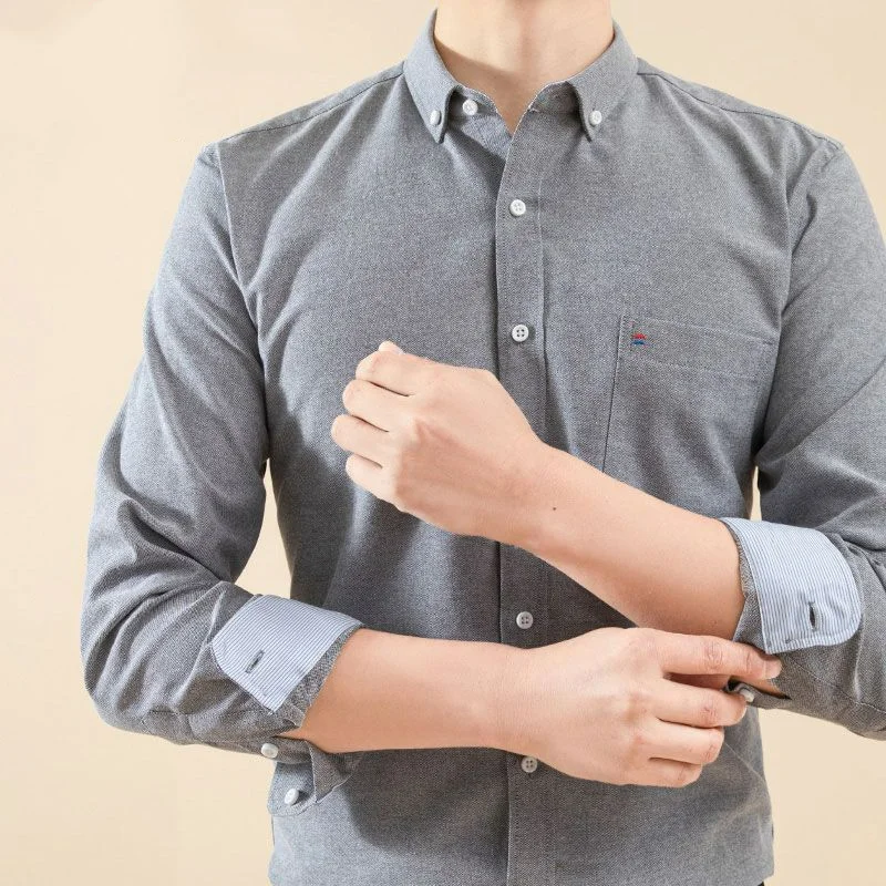 Chemise à rayures à manches longues pour hommes, pur coton, revers, bouton, poche, moyen, américains, décontracté, intelligent, haut, printemps,