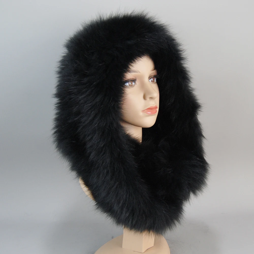 2024 Fashion Lady Real Fox Fur Hat Scarf Winter Warm Fluffy Natural Fox Fur Hats Scarves Women Knitted Genuine Fur Hooded Muffle