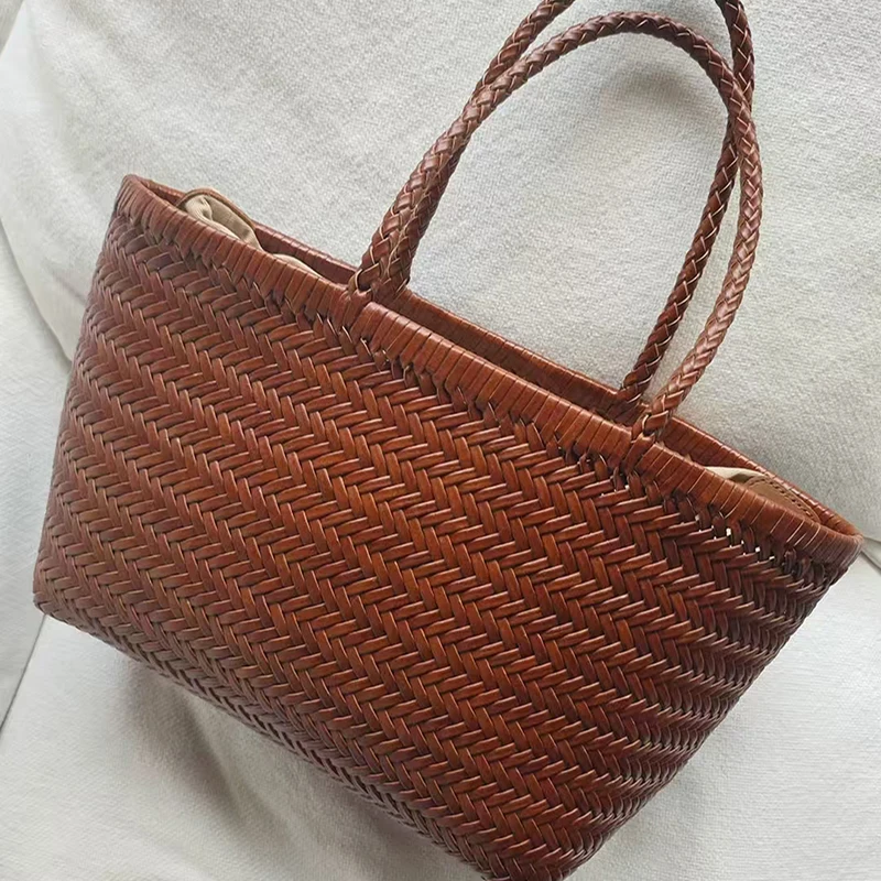 Luxuriöse Handtasche mit Obergriff, Französischer Stil Echtes Leder Patchwork Große Einkaufstasche, Damen Retro Casual Schultertasche – Detail 9