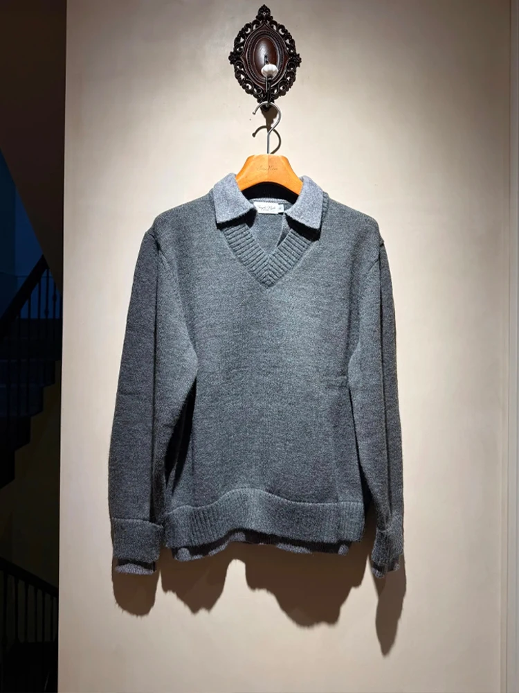 

Cleanfit Ne Knitwear Men's Autumn High nce Sensation Sle Fake Two-Piece V-Ne Korean Aosphere Feeling