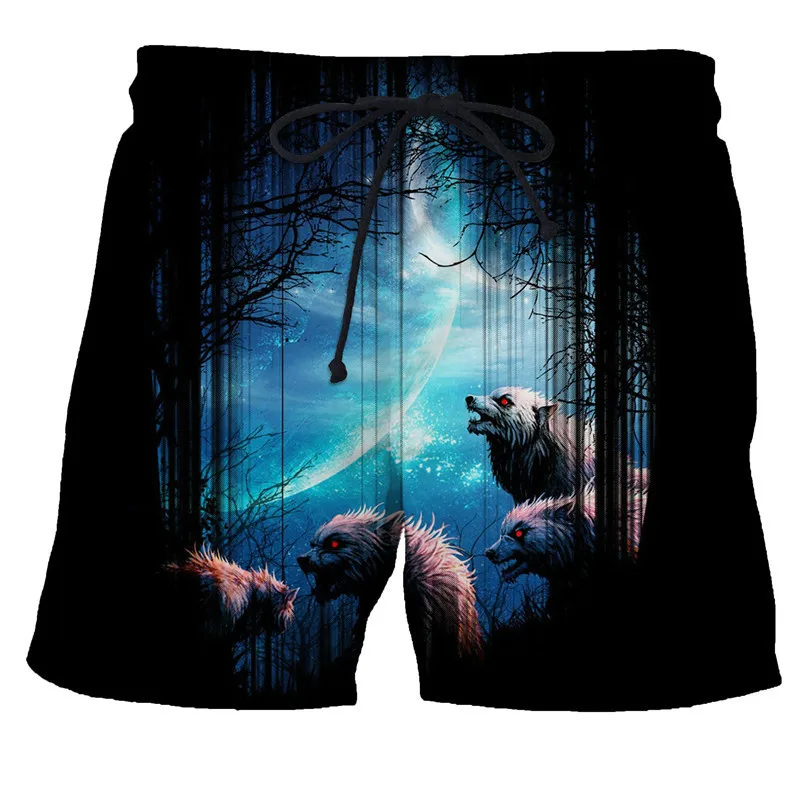 New The Wolf  Fashion Men Women Tracksuits Crewneck Hip Hop Summer Beach Shorts Plus Size S-7XL Gym Shorts Men