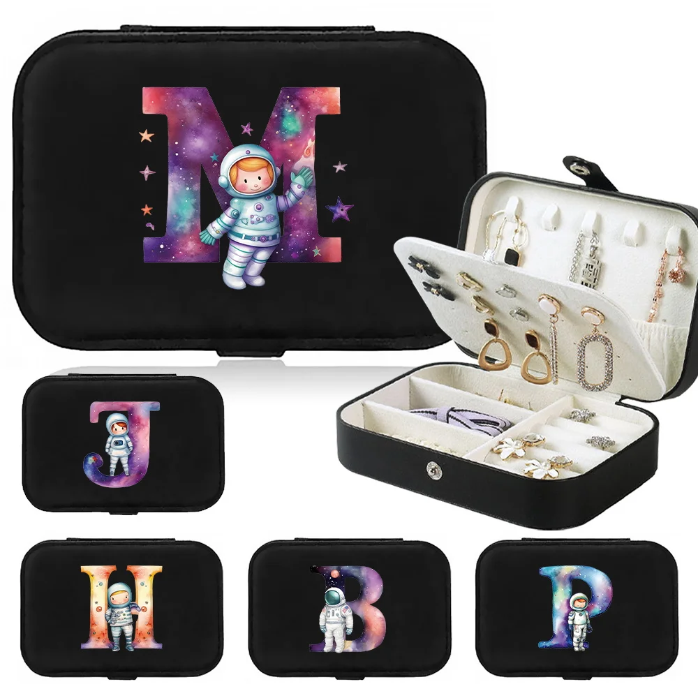 New Astronaut Letter Printing Pattern Portable Storage Necklace Earrings Earrings Rings Jewelry Small Tools Storage Jewelry Box