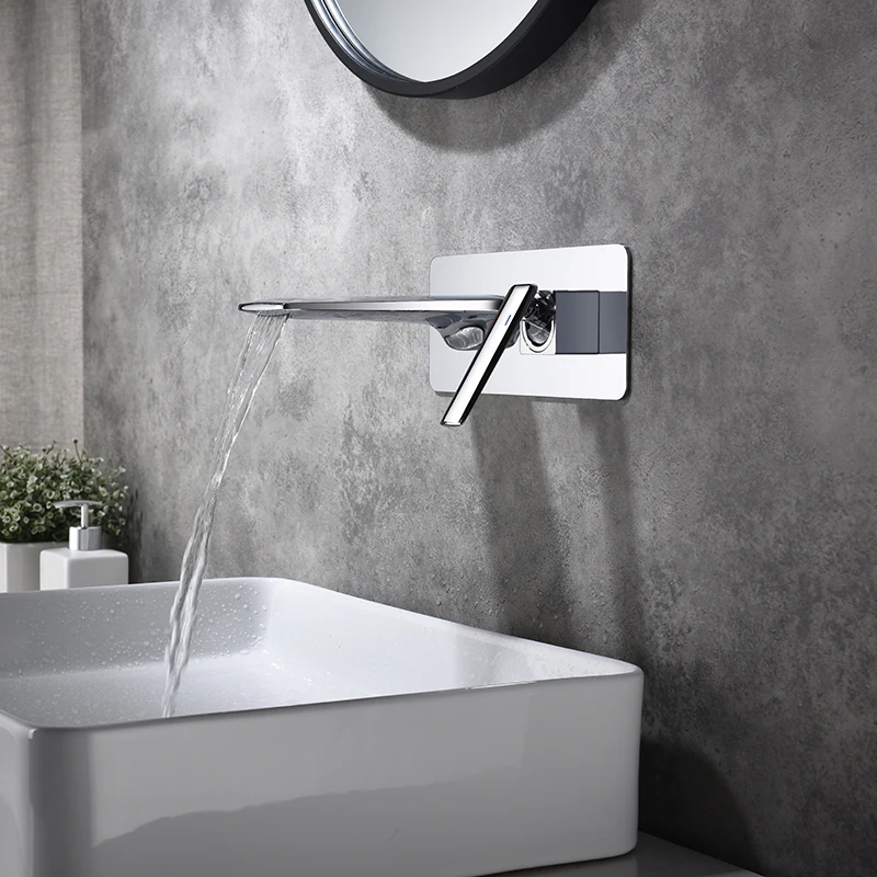 Latest Arrival Hotel Bathroom Water Tap Single Lever Chrome Embedded Wall Mounted Hot and Cold Basin Faucet