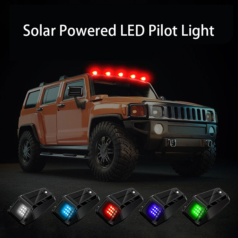 

New 1PC 12LED Solar Powered Cab Lights no Drill Black Marker Light Wireless Vibration Sensor Truck Cab Roof Lights For Car SUV