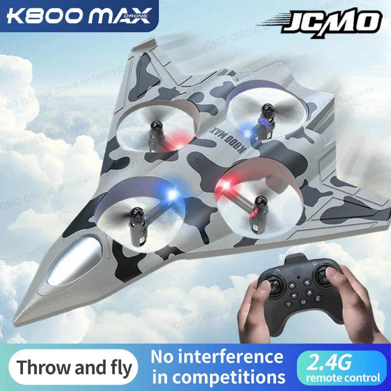 JCMO RC Plane K800 MAX Aircraft Remote Control Helicopter 2.4G Throw Fly Airplane Plastic RC Vertical Plane Children Toys Gifts