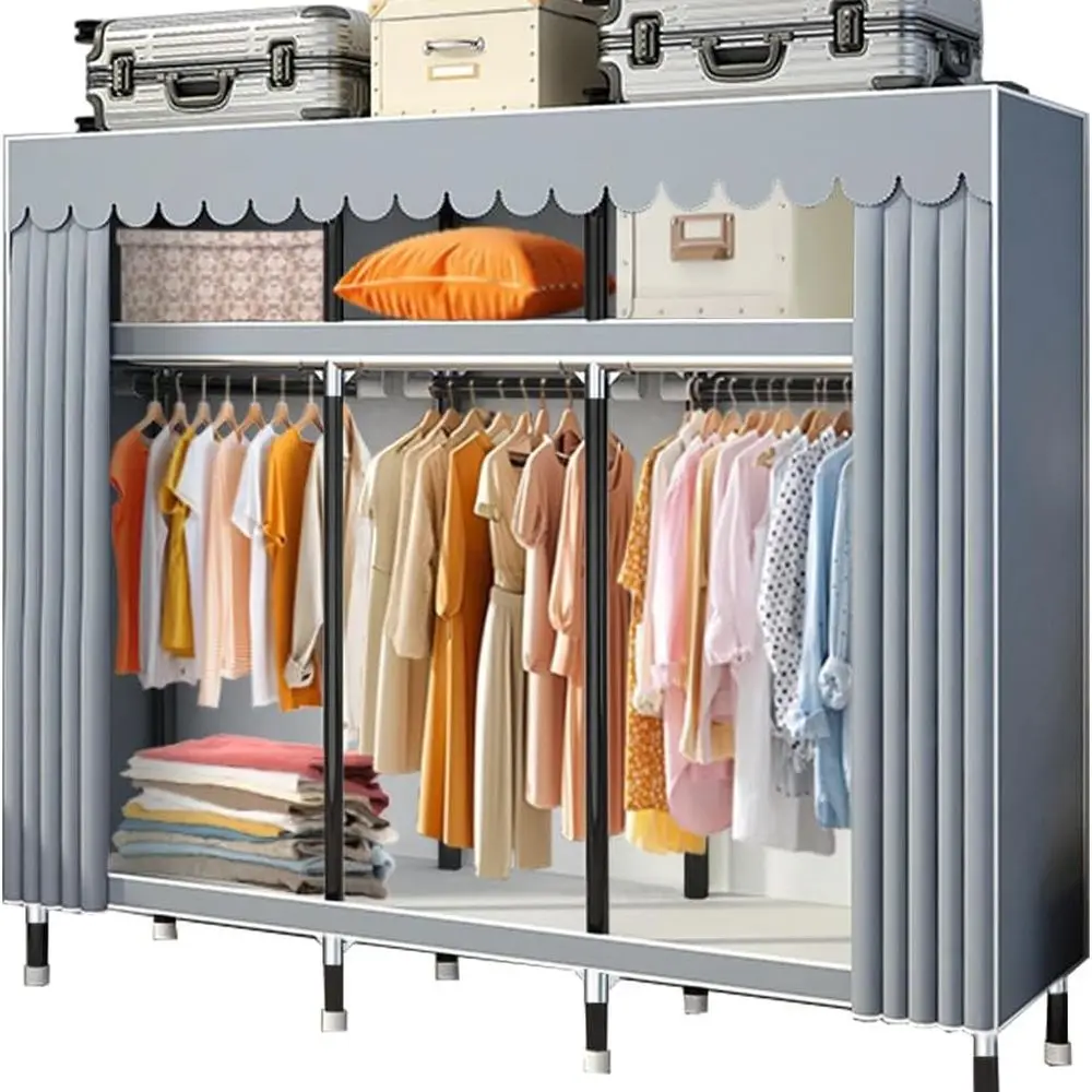 

Collapsible Hanging Closet, 67 x 17.7 x 63, Steel Frame, Non-Woven Fabric, Ample Storage, Ideal for Bedrooms