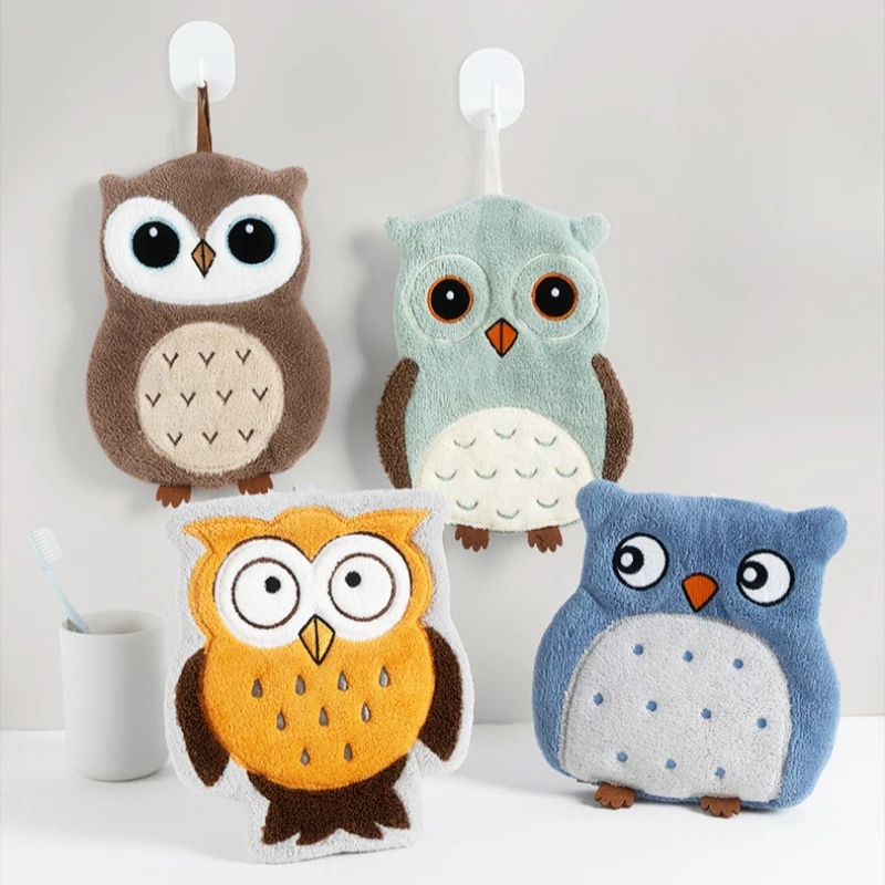 

Супермягкое быстросохнущее полотенце для рук из кораллового флиса с совой для детской ванной комнаты и кухни