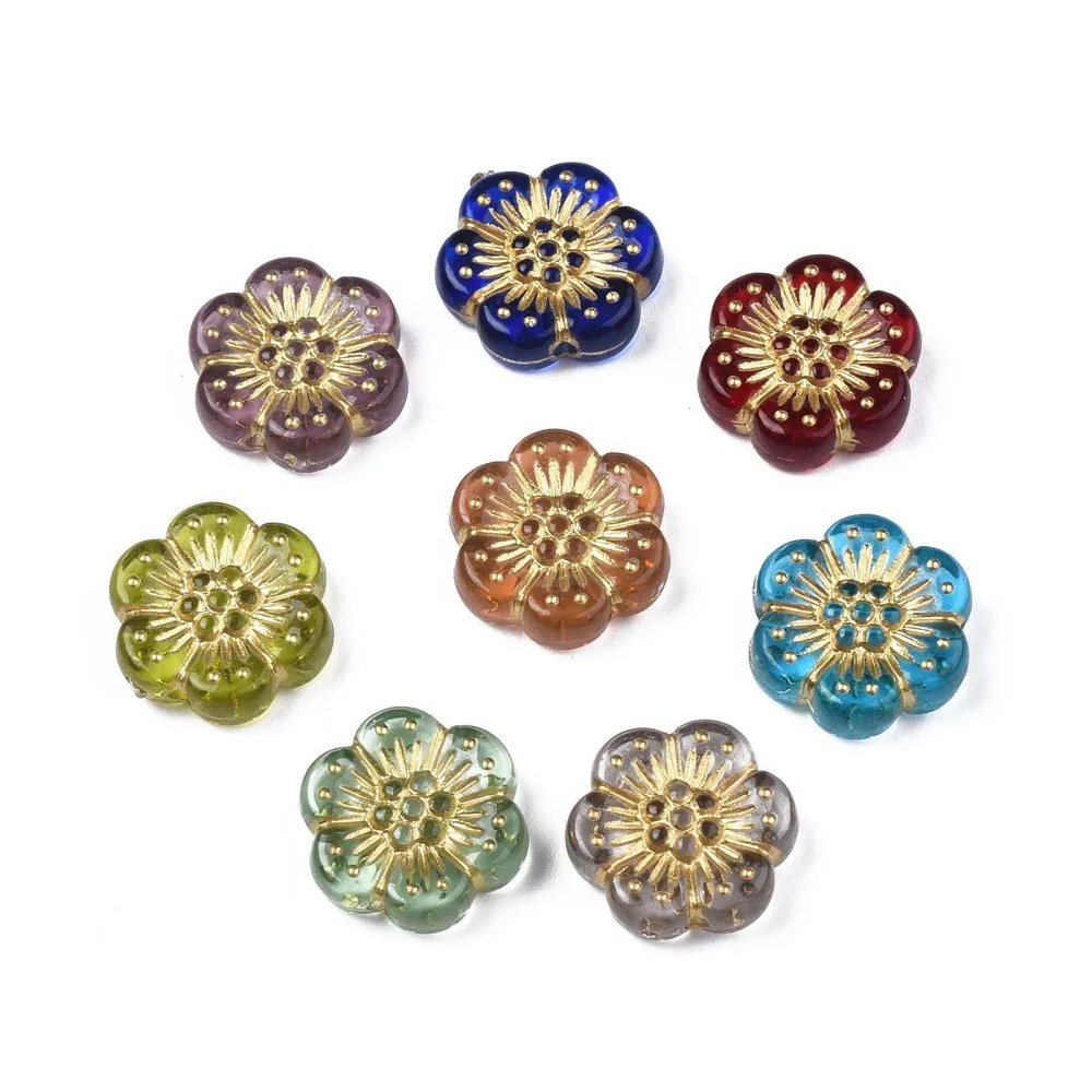 

500g Plating Acrylic Beads Metal Enlaced Flower Mixed Color 13x12x4mm Hole: 1.2mm about 1150pcs/500g