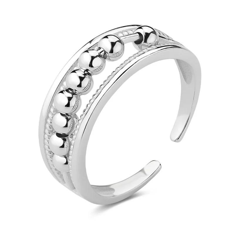 Huitan Novel Rings with Mini Balls Interesting Fashion Funny Accessories for Women 925 Sterling Silver Aesthetic Party Jewelry