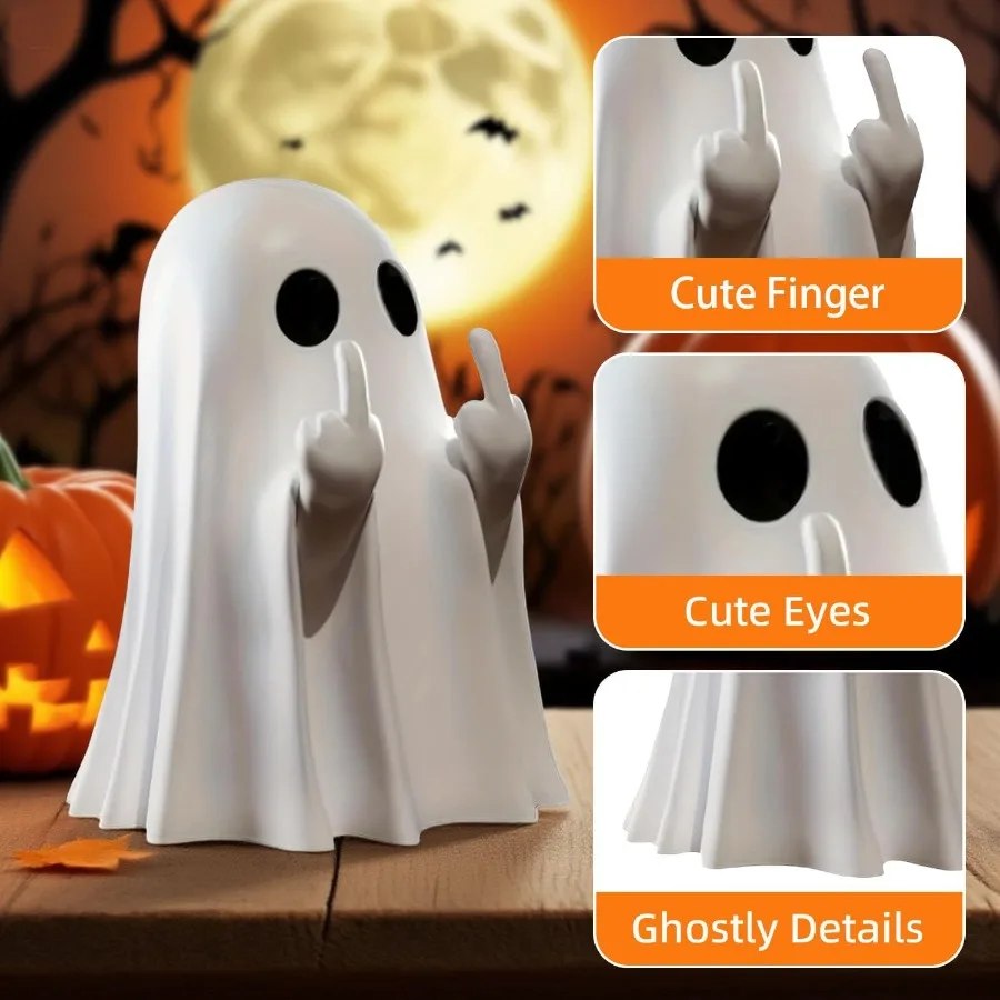 Halloween Ghost Figurine Spooky Resin Ghost Statue Funny Cute Ghost Ornaments for Halloween tions Porch and Indoor Home Office