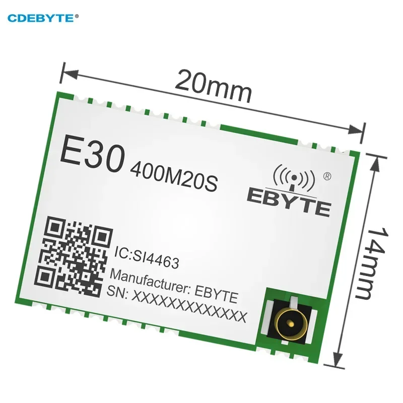

EBYTE SI4463 433 МГц беспроводной модуль с дальним радиусом действия 470 км E30-400M20S (2,5) 4463 МВт IPEX/Stamp антенна отверстия SPI беспроводной модуль