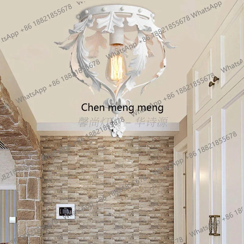 

American gold wrought iron entrance light Nordic round bedroom balcony corridor foyer small ceiling light