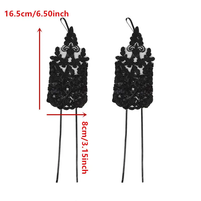النساء الزفاف أصابع قفازات الدانتيل أبيض أسود جودة عالية قفازات الزفاف القفازات التبعي فتاة قفازات الحفلات مثير #2