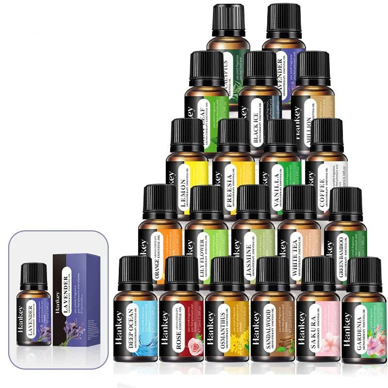 20 Flavors 10ml Essential Oils for Aroma Diffuser Air Humidifier Home Water-soluble Lavender Vanilla Orange Olive Fragrance Oil