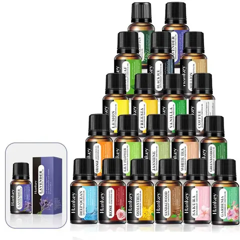 20 Flavors 10ml Essential Oils for Aroma Diffuser Air Humidifier Home Water-soluble Lavender Vanilla Orange Olive Fragrance Oil