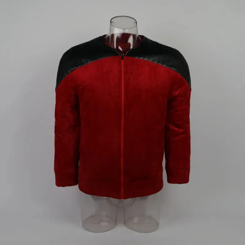 Nuevo 2025 estrella de la próxima generación Rek capitán Picard Duty uniforme chaqueta TNG disfraz rojo hombre abrigo de invierno cálido Cosplay Cos eqs9X