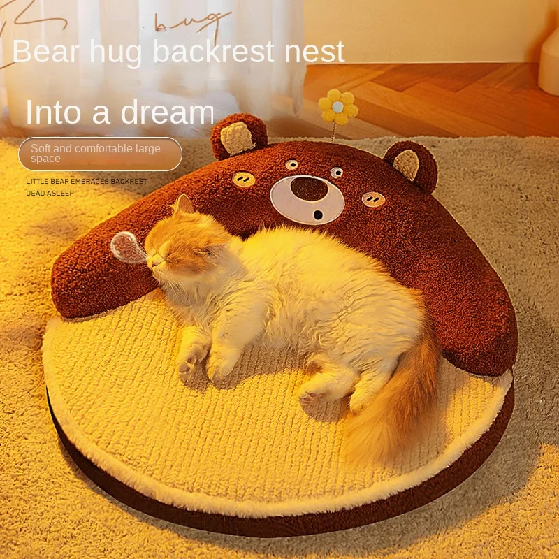 Winter Bunny Hugging Cat Nest Dog Pad Pet House Velvet Deep Sleeping for Medium&Large Dogs Bed Warm Thickened Removable Washable