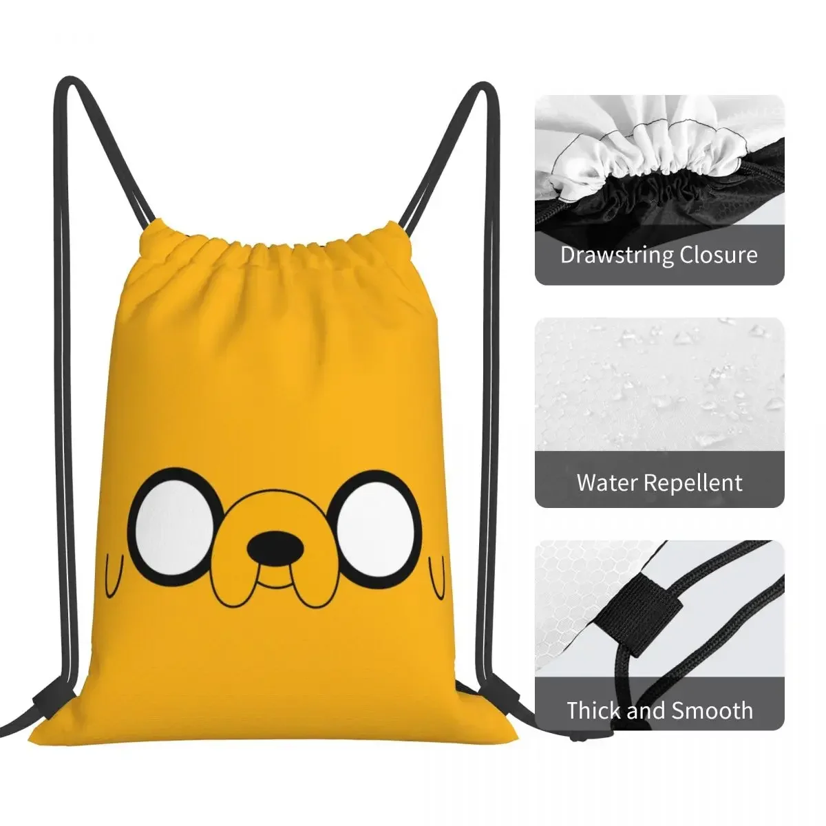 Adventure Time Jake's Eyes Backpacks Portable Drawstring Bags Drawstring Bundle Pocket Storage Bag BookBag For Travel Students