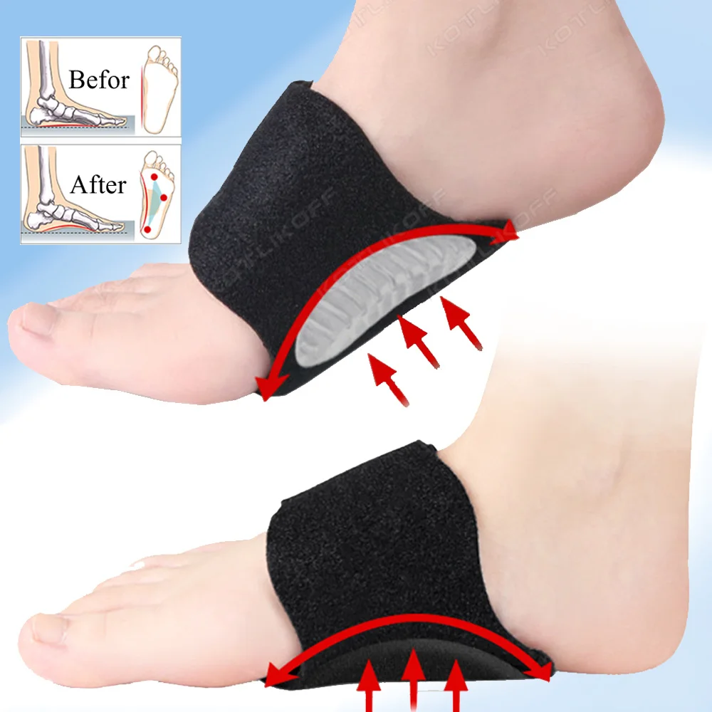 Orthotic Arch Support Insoles Compression Adjustable Gel Pads for Flat High Fallen Arches and Fatigue Relief Comfort Walking