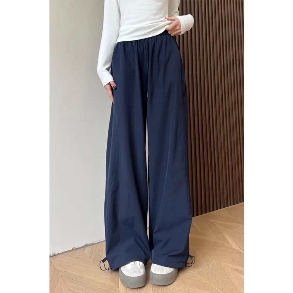 2025 Overalls Women's High-waisted Drape Floor-mopping Wide-leg Pants American Quick-drying Sweatpants Thin