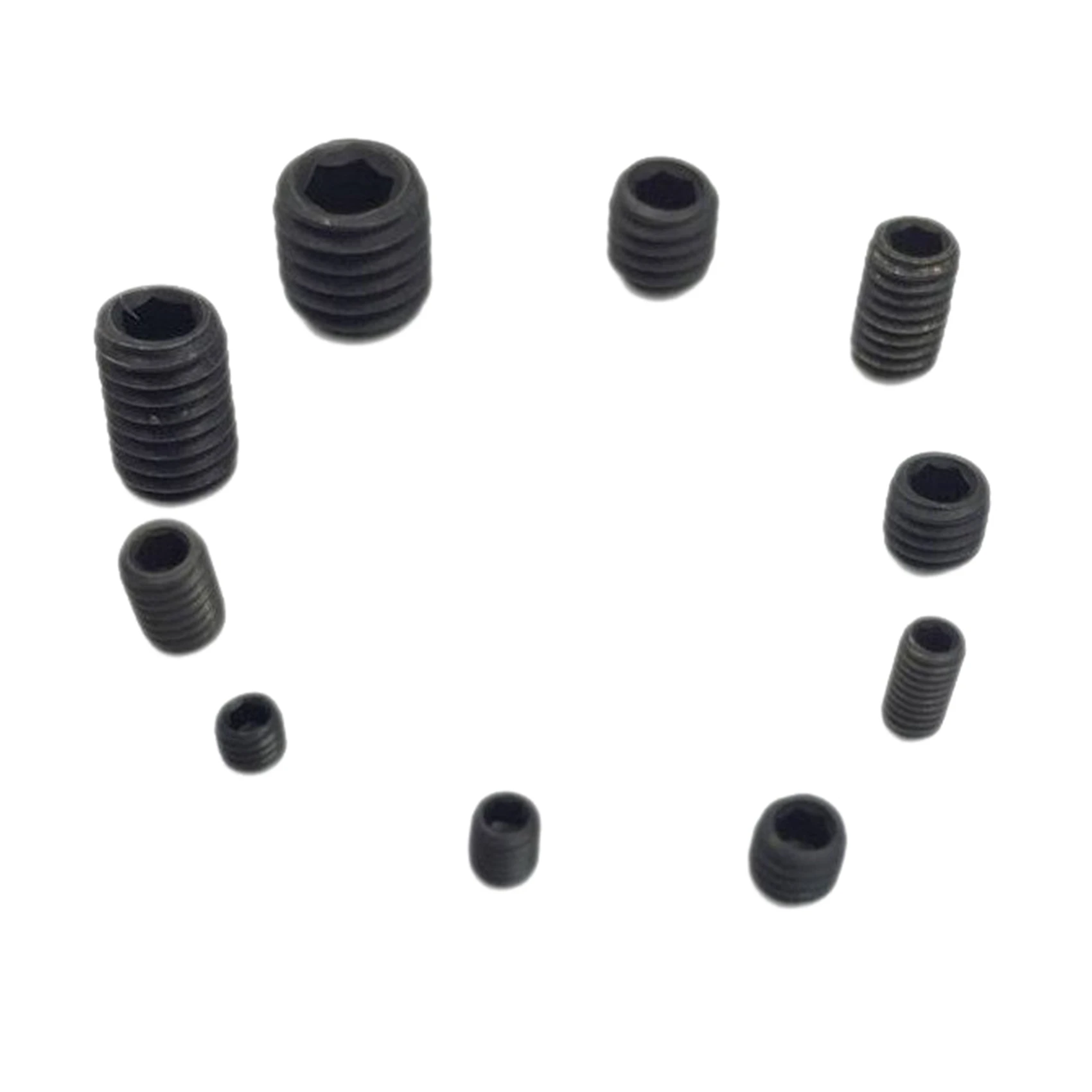 B03C-400PCS M3 M5 M6 M8 Hex Head Socket Hex Grub Screw Set Assortment Kit(Black Alloy Steel)