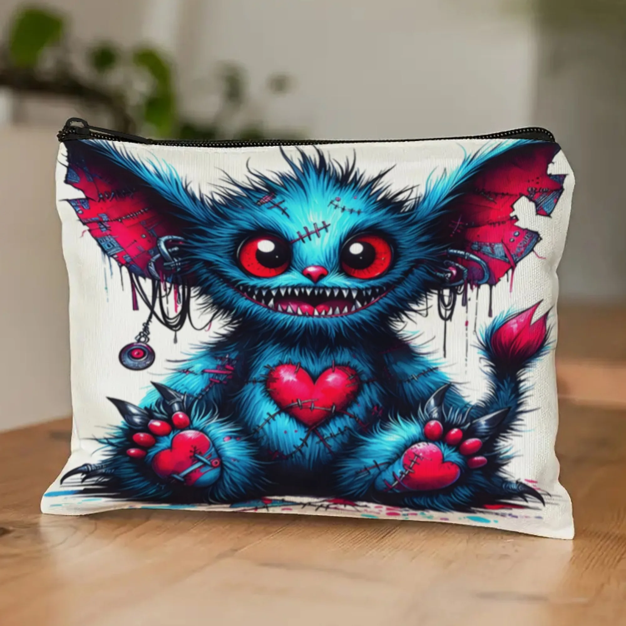 

Темный монстр, дорожный органайзер для макияжа, сумка для хранения, портативная сумка для туалетных принадлежностей, косметичка, сумка-карандаш, подарок на Хэллоуин