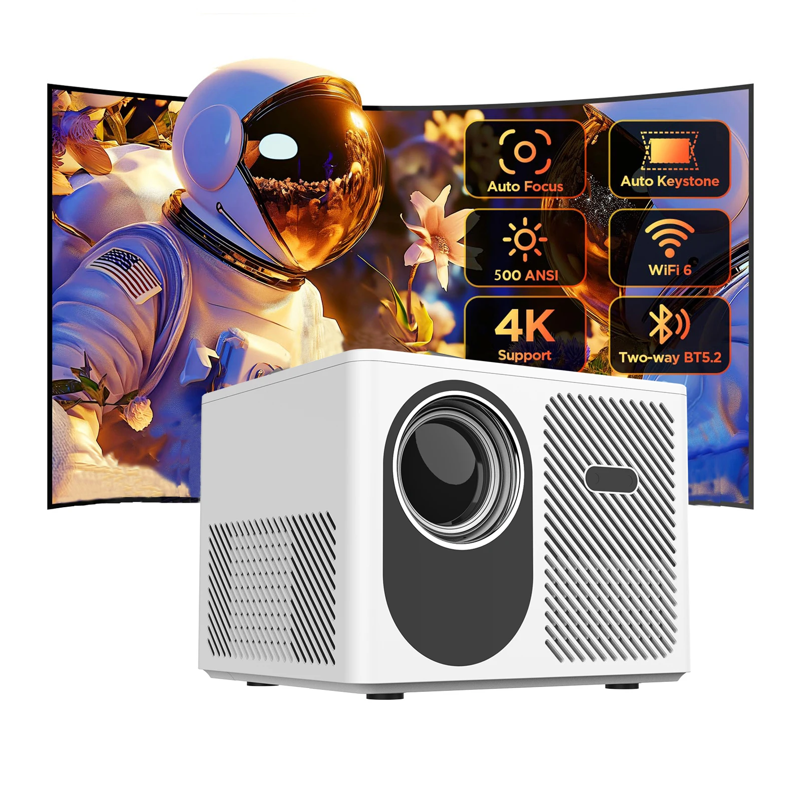 

Tripsky Proyector 4k 500ANSI Lumens Smart Projector Android 11 Hd Home Cinema Tv Wifi Led Projector