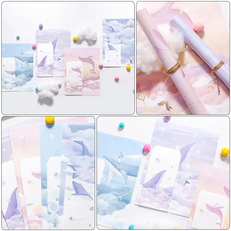 Papier à lettres coloré, enveloppes en plastique 100g, pour note d'anniversaire simple, exquises et délicates, 4 ensembles