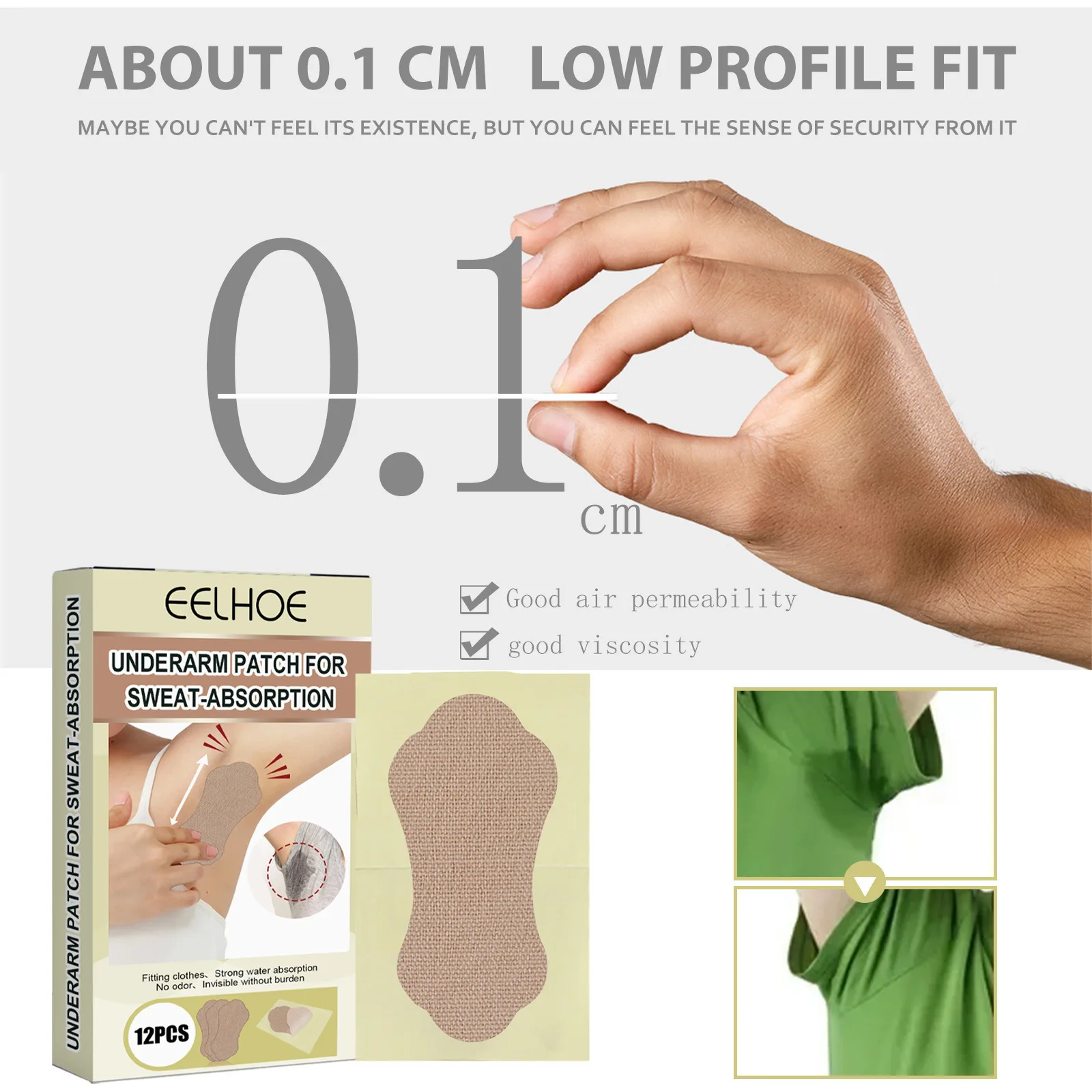 12/60PCS Underarm Sweat-absorbent Patch Lightweight Breathable Disposable Sweat-proof Portable Recessive Keep Dry Foot Underarm