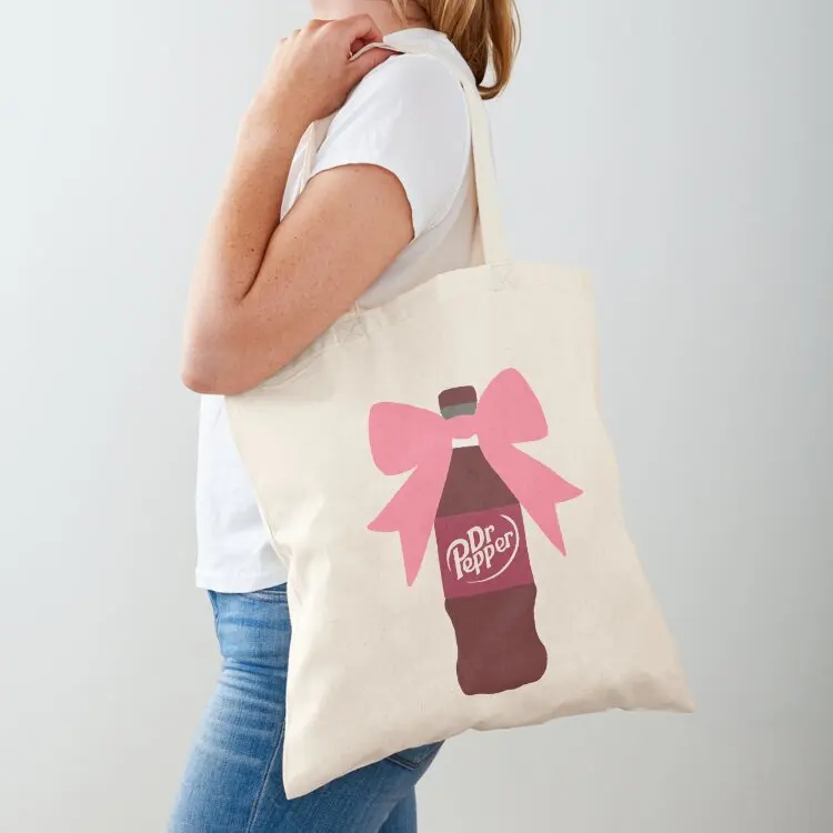 

Dr Pepper with Bow Tote Bag reusable shopping bags bags luxury women Handbags large size bags
