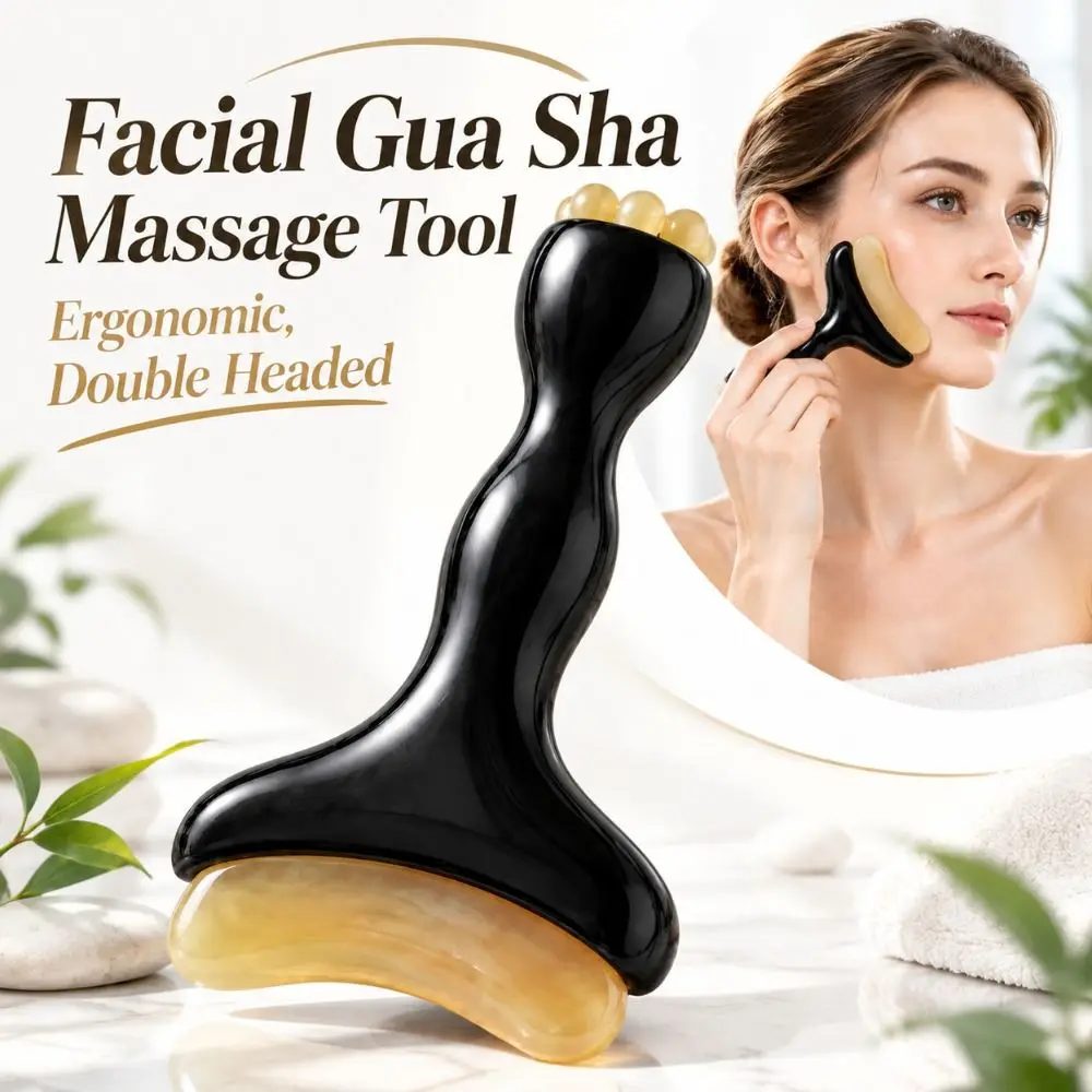 New Smooth Gua Sha Massager Ergonomic Resin Facial Massage Tool Comfortable Double Headed Face Sculpting Wand Multipurpose