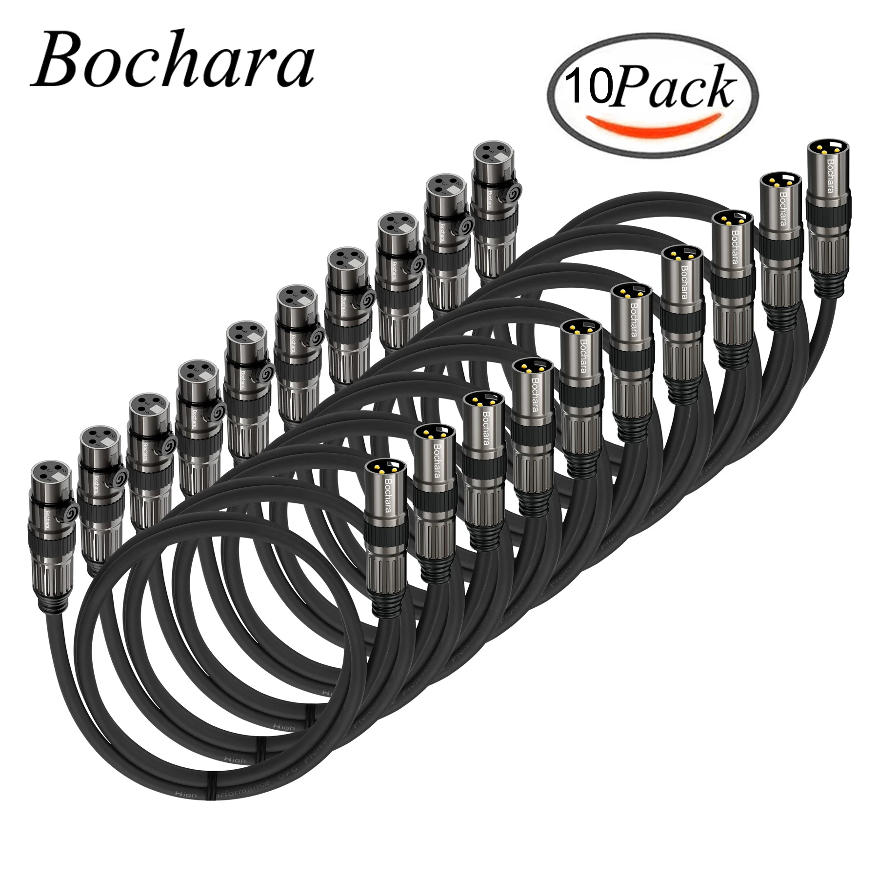 

Bochara Gold Plated XLR Cable Male to Female 3Pin OFC Audio Cable Foil+Braided Shielded For Microphone Mixer Amplifier 10Pack