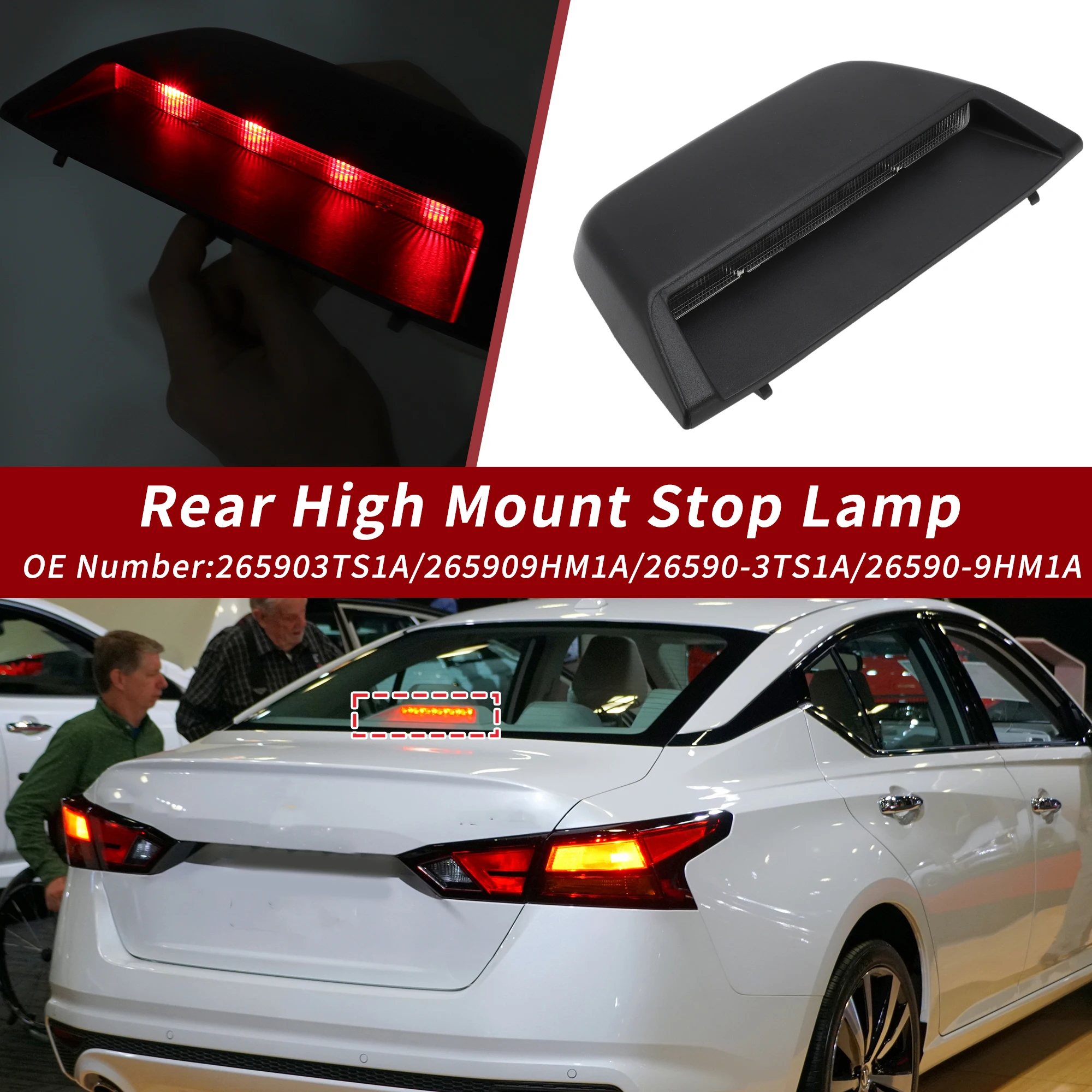 UXCELL LED Third Brake Light for Nissan Altima No.265909HM1A 3rd High Mount Stop Lamp Rear Center High Level Brake Light