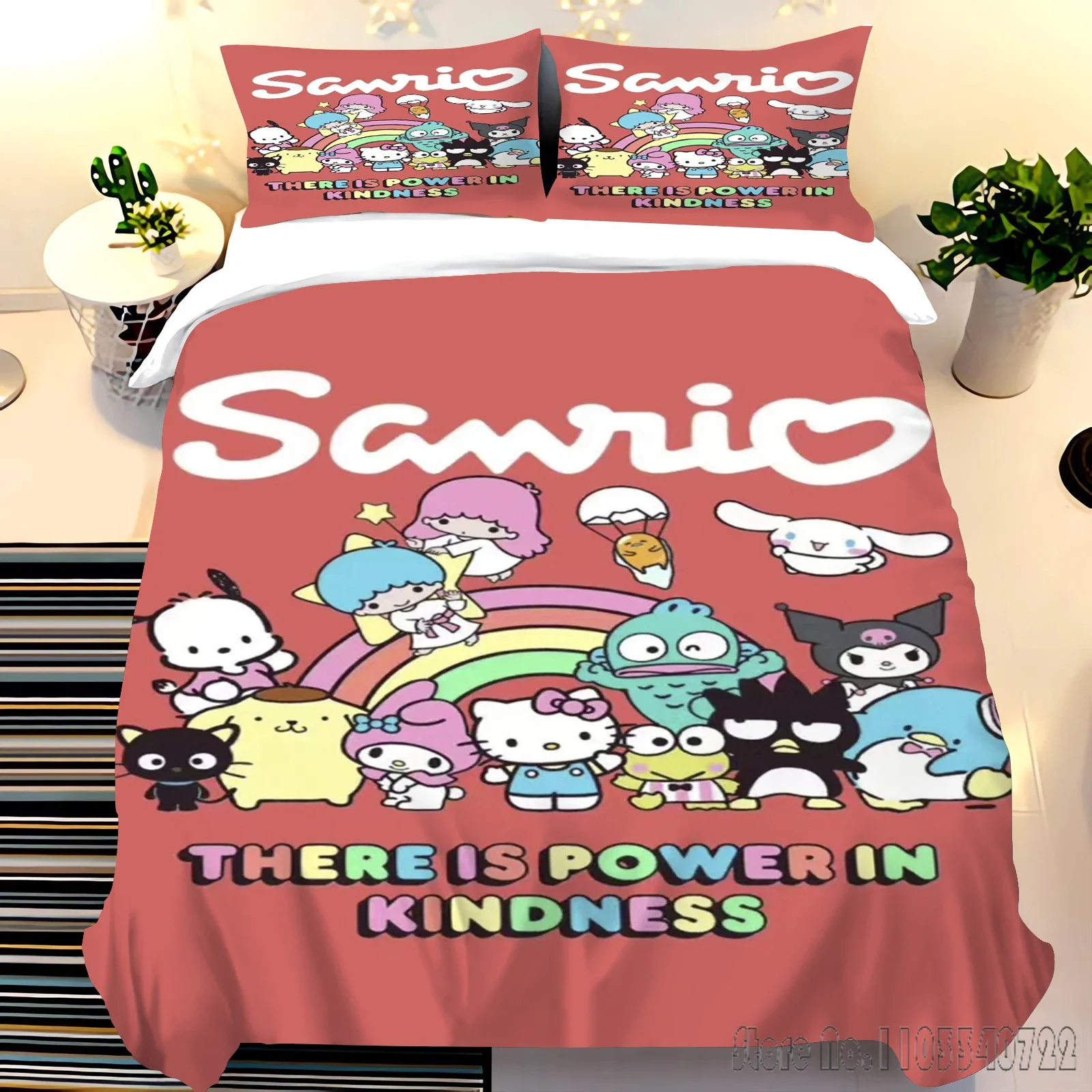 Sanrio Animals Printed Love Child Duvet Cover Set HD Comforter Cover Bedclothes for Kids Bedding Sets Bedroom Decor