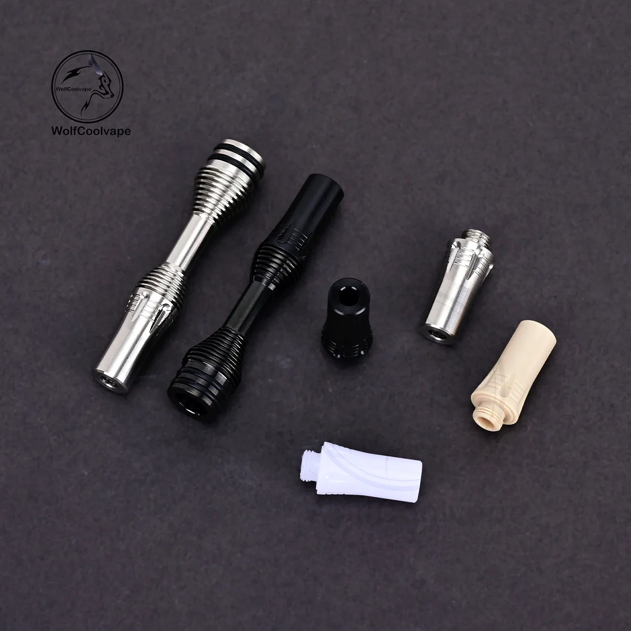 Wolfcoolvape 415 Tombo Giri Zetsuichimon Style MTL 510 طرف بالتنقيط فضي من الفولاذ المقاوم للصدأ مناسب RTA RDA Vape Atomizers