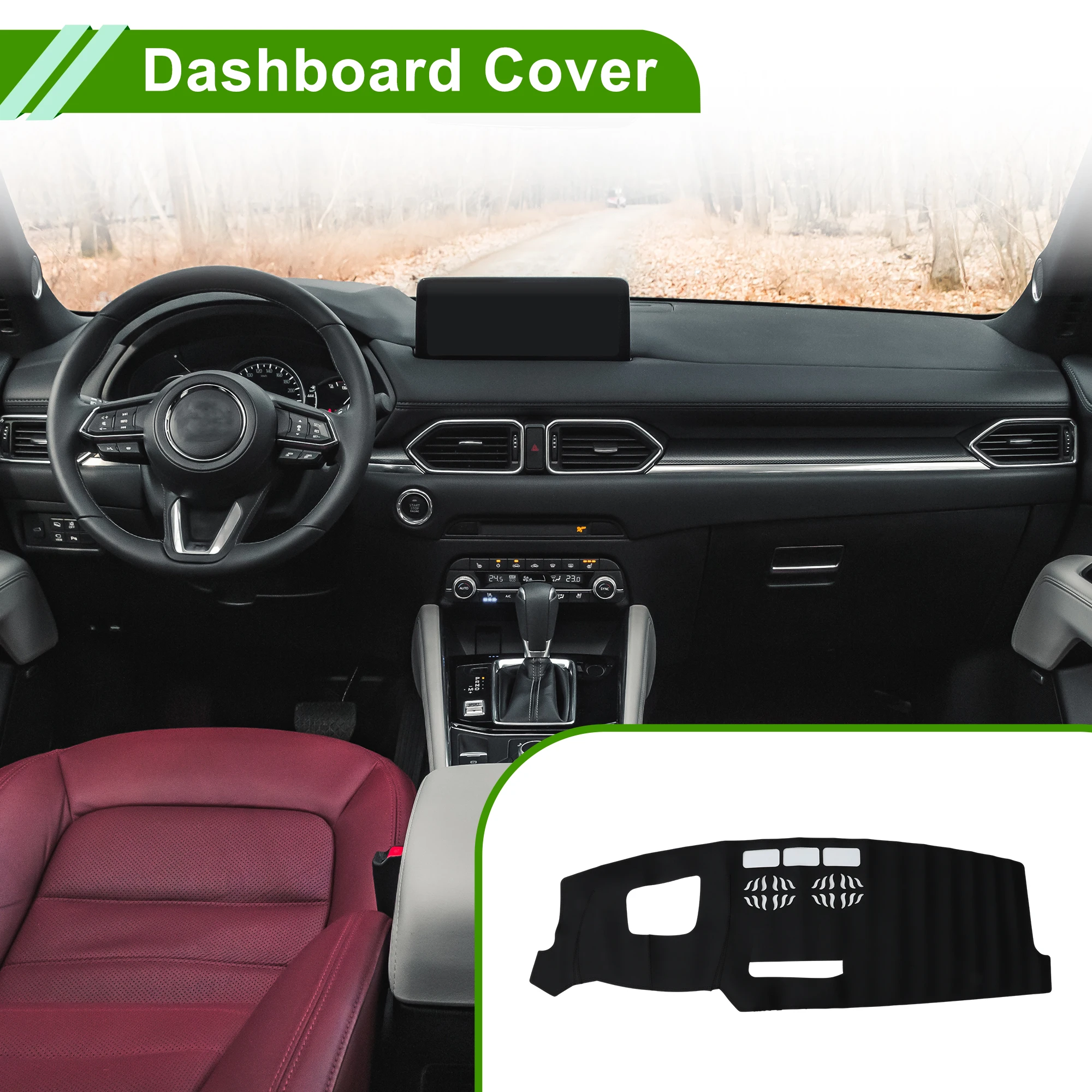 UXCELL Dash Cover for Mazda CX-5 2022-2025 with Hud Dashboard Cover Leather Black 1 pcs