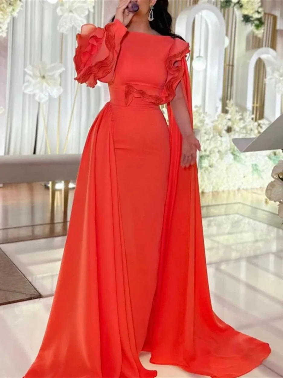 

Prom Dresses Exquisite Jewel Sheath Celebrity Flowers Fold Satin Occasion Evening Gown платье для выпускного فساتين نسائيه سهره