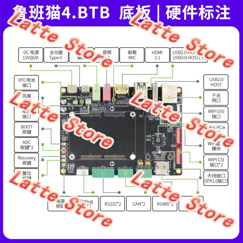 For Luban cat 4 RK3588S2 baseplate BTB interface artificial intelligence Linux Android AI main board commercial grade