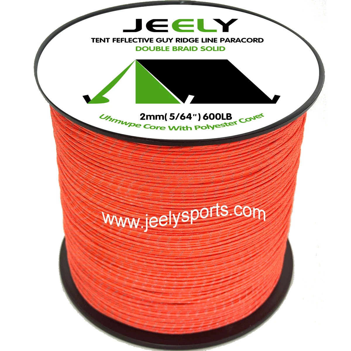 50m 2mm 600lb UHMWPE Core with Polyester Jacket Reflective Tracers Rope