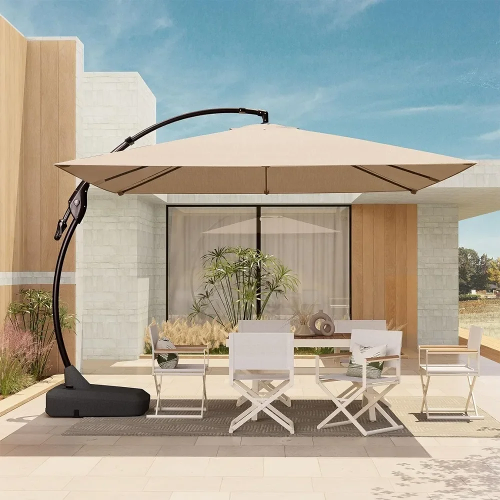 Cantilever de alumínio para varanda do quintal, grande base parasol, terraço e jardim, 10x10 pés