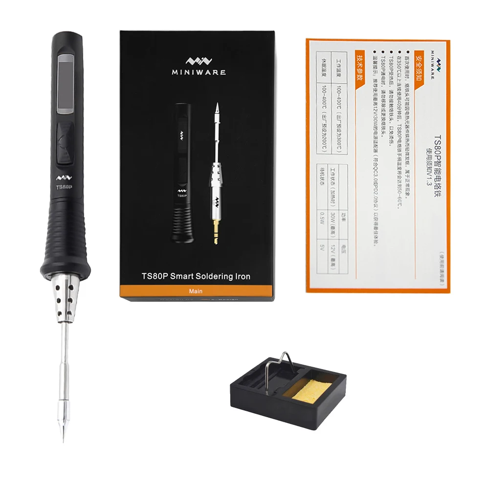 TS80P Mini Smart Portable Digital Soldering Iron Tool Adjustable Temperature OLED Display With 30W Original Power