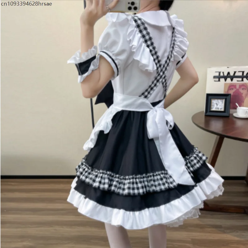 Costumi cosplay cameriera scozzese S-5XL Donne Anime Grembiule di Halloween Ristorante Abiti da cameriera Lolita School Girl Kawaii Abiti da festa