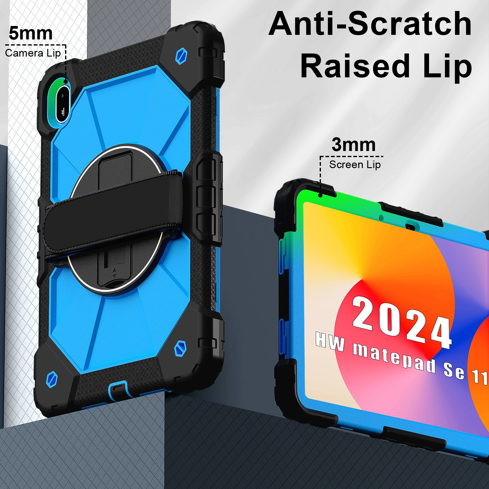 

360 Rotating Stand Armor Case For Huawei MatePad SE 11 2024 11.0" Model AGS6-W00 AGS6 -W09 Heavy Duty Cover With Shoulder Strap