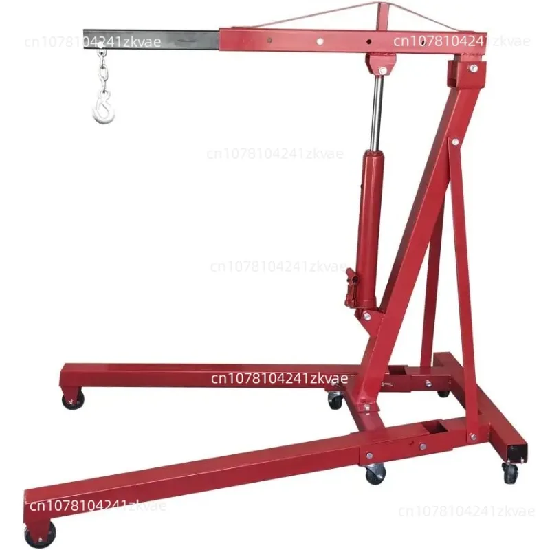 2 TON Folding Hydraulic Engine Crane, Motor Hoist 4400lbs Lifting Capacity Shop Crane Lift Cherry Picker, w/Telescopic B