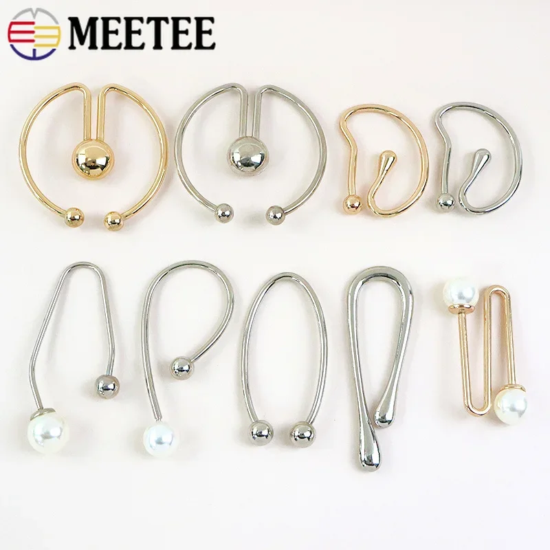 

2/4/10Pc Metal Ring Buckle for Clothes Collar Decorative Clasp Double-headed Buttons Bikini Strap Connection Hooks DIY Accessory