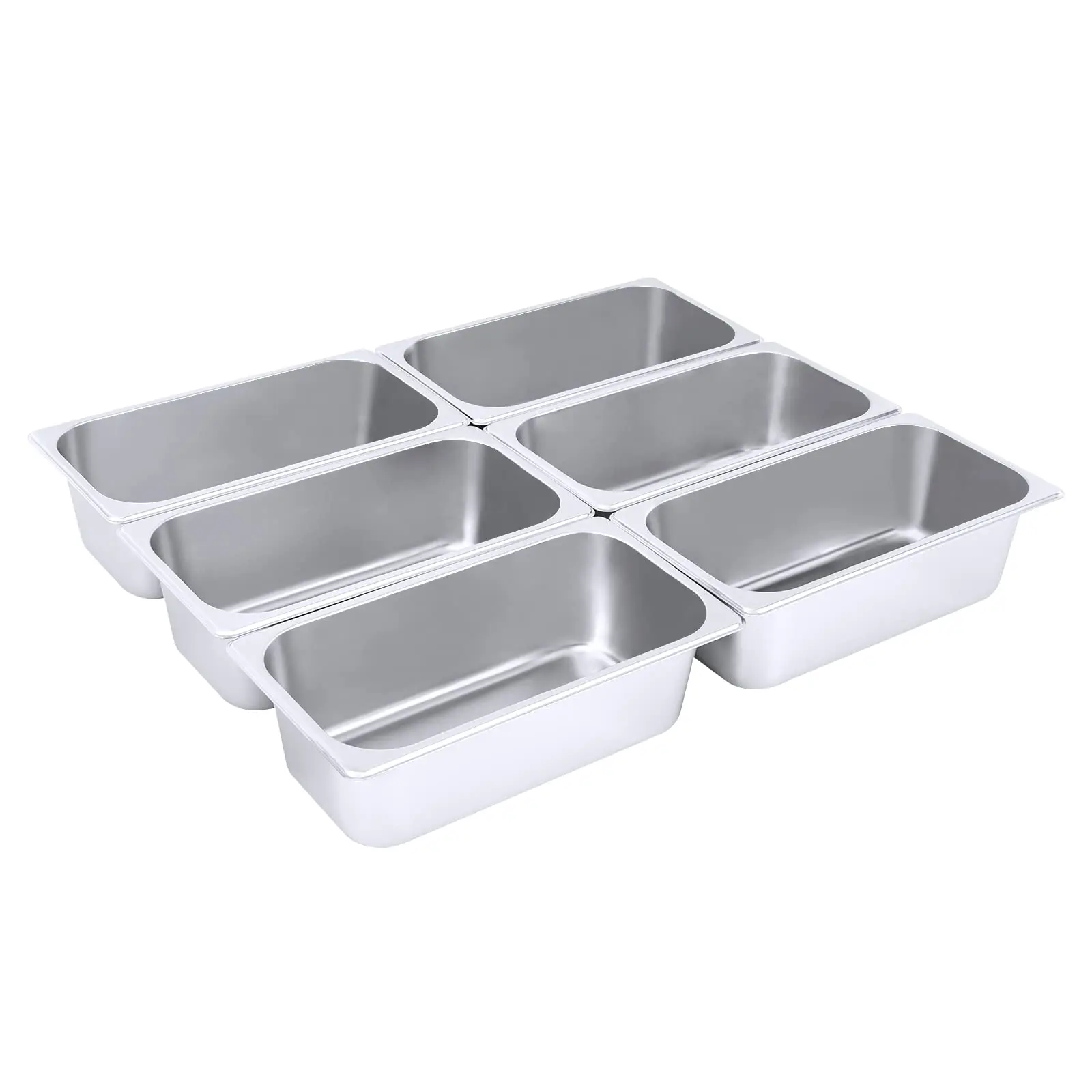 

Dynami 6 Pack 1/3 Size X 4 Inch Deep Steam Table Pans, Commercial Stainless Steel Anti-Jam Hotel Pans, Catering Food Pan for Food